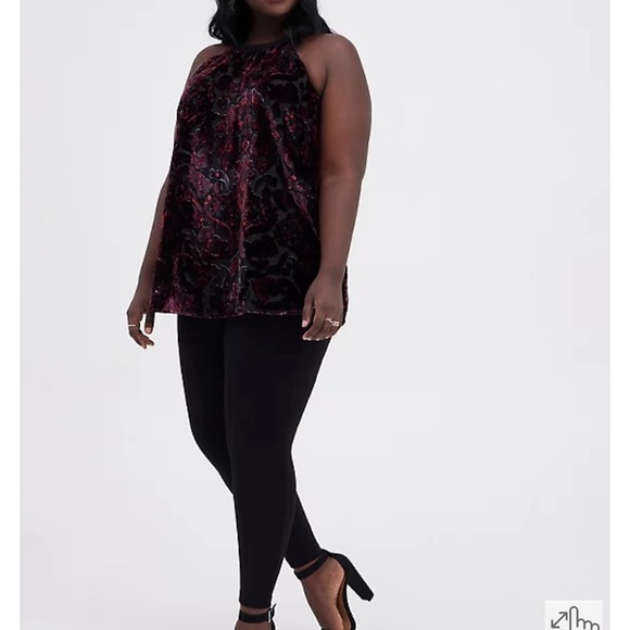 Torrid NWT HALTER TUNIC TANK - BURNOUT VELVET PAISLEY Torrid SZ 0=12 in women’s - Picture 10 of 12